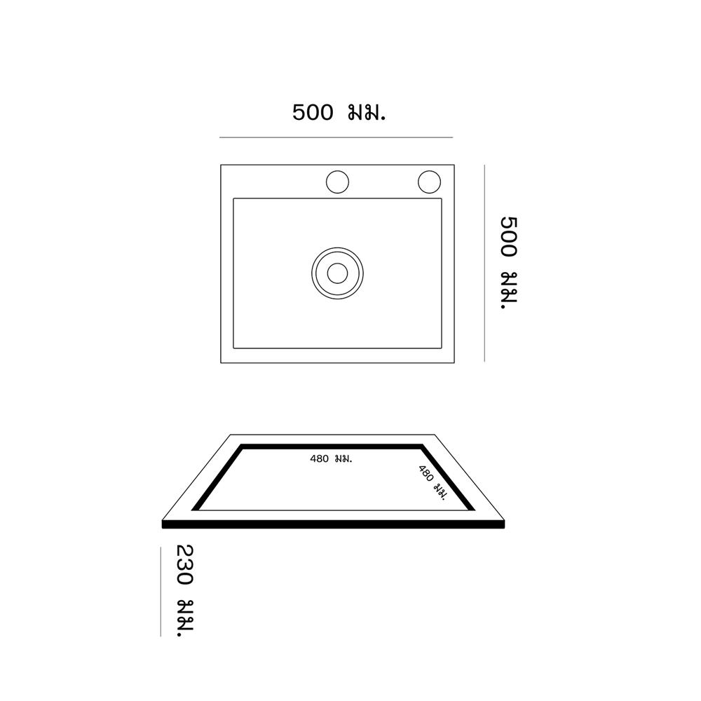 ซิงค์ฝัง 1 หลุม DYNA HOME DH-5050-ST สีเงิน