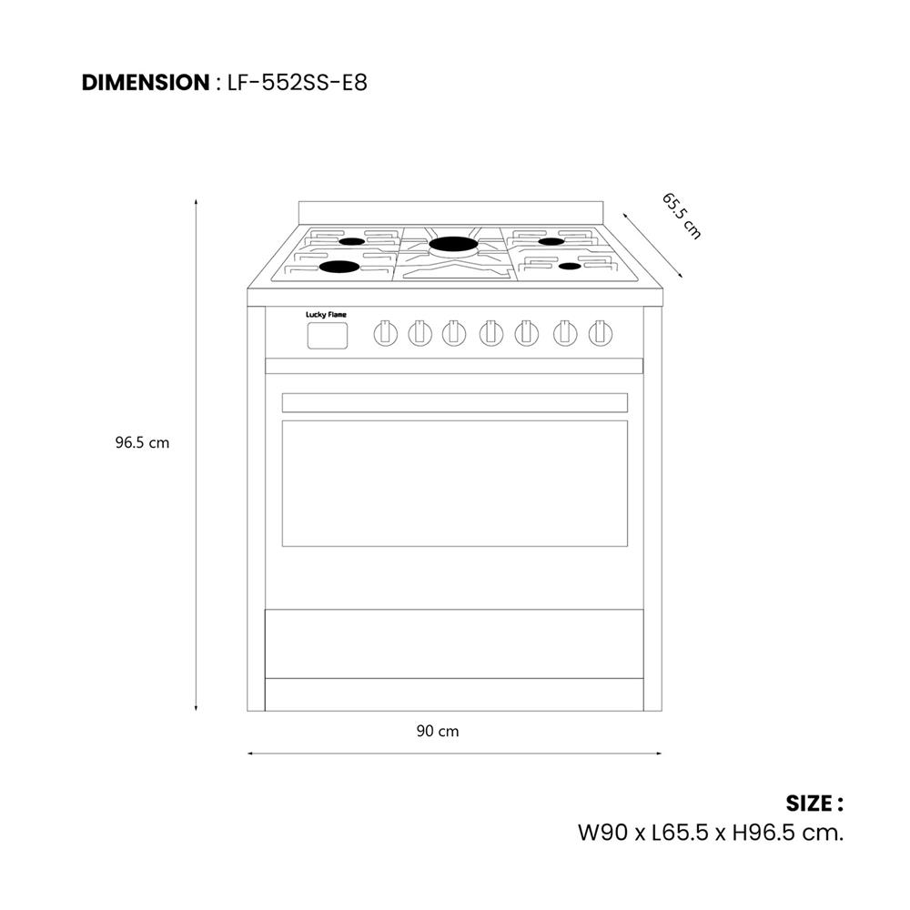 เตาปรุงอาหารแก๊ส LUCKY FLAME OPERA 90 LF-552-SS-E8