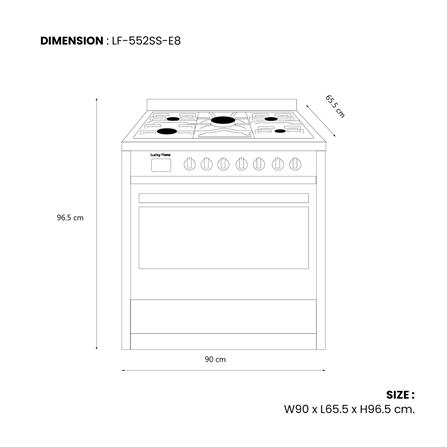 เตาปรุงอาหารแก๊ส LUCKY FLAME OPERA 90 LF-552-SS-E8_6