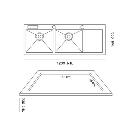 ซิงค์ฝัง 2 หลุม 1 ที่พัก DYNA HOME DH-12050-DTS สีเงิน_4