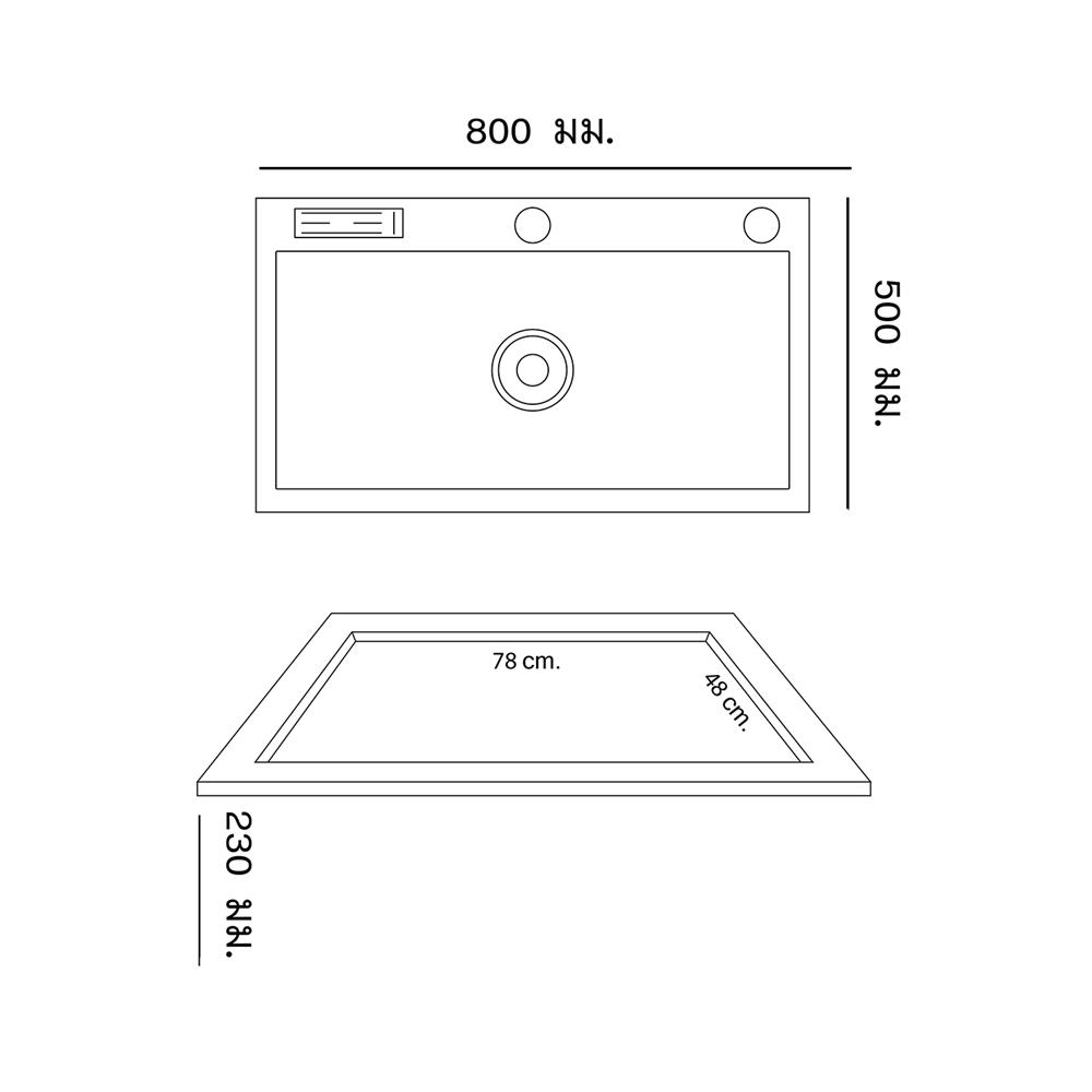 ซิงค์ฝัง 1 หลุม DYNA HOME DH-8050-ST สีเงิน