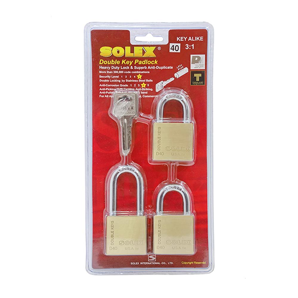 กุญแจคีย์อะไลก์ SOLEX D40 40 มม. สีทองเหลือง 3ตัว/ชุด