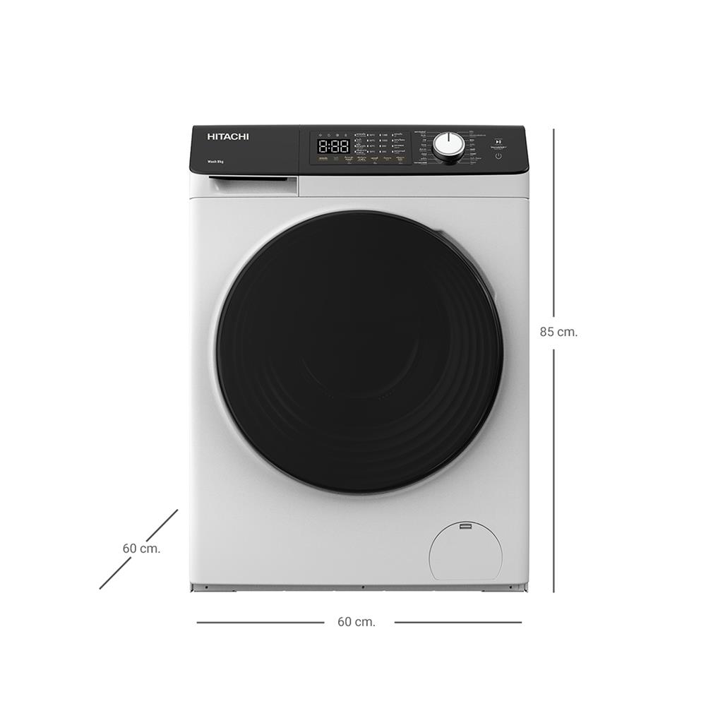 เครื่องซักผ้าฝาหน้า HITACHI BD802HVOW 8 กก. 1200RPM อินเวอร์เตอร์