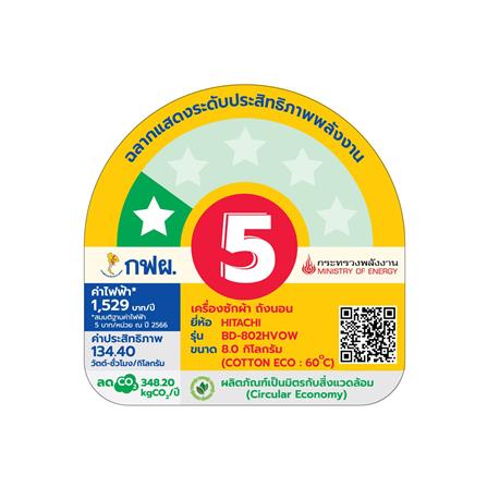 เครื่องซักผ้าฝาหน้า HITACHI BD802HVOW 8 กก. 1200RPM อินเวอร์เตอร์_4