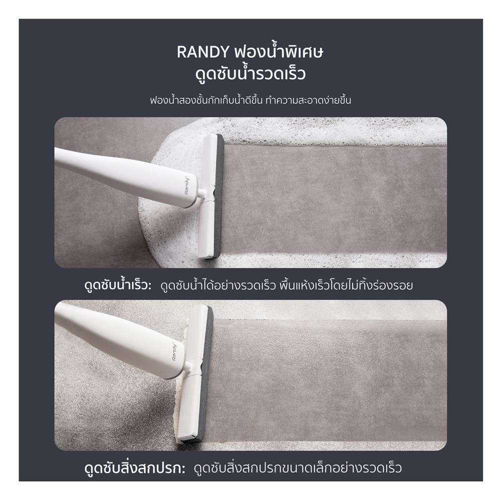 ไม้ม็อบฟองน้ำพรีเมี่ยม ด้ามยาว RANDY M1 12 นิ้ว สีขาว