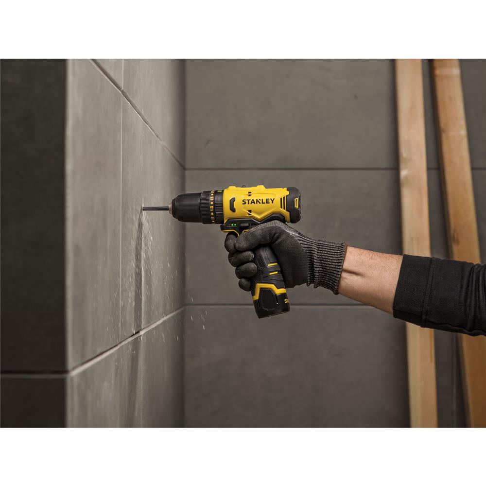 สว่านกระแทกไร้สาย (พร้อมแบตเตอรี่) STANLEY SCH10D2K-B1 12 โวลต์