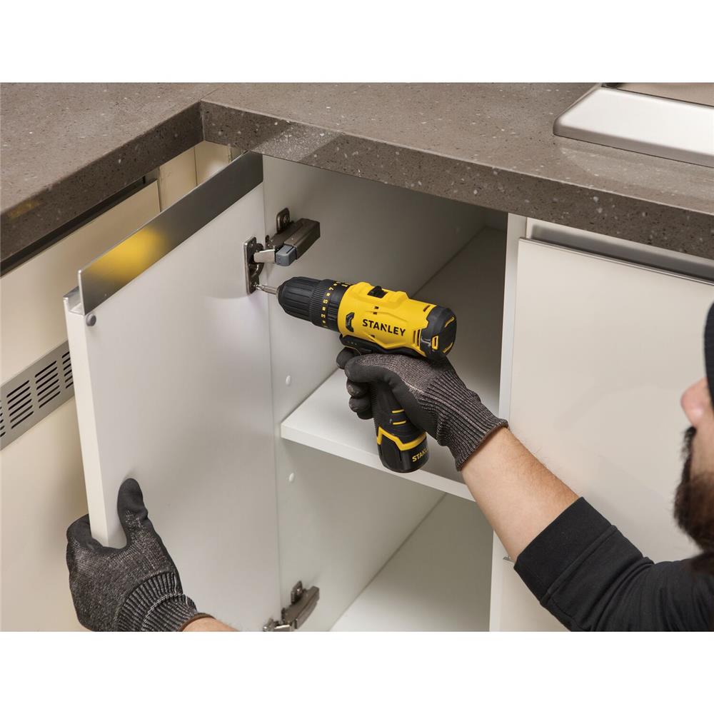 สว่านกระแทกไร้สาย (พร้อมแบตเตอรี่) STANLEY SCH10D2K-B1 12 โวลต์