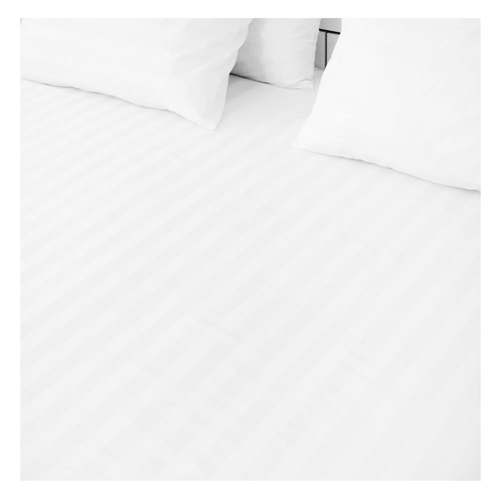ผ้าปูที่นอน HOME LIVING STYLE CT 250 STRIPE 110X110 นิ้ว แพ็ก 2 ชิ้น สีขาว