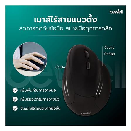 เมาส์ไร้สายเพื่อสุขภาพ BEWELL EC-07 สีดำ_2