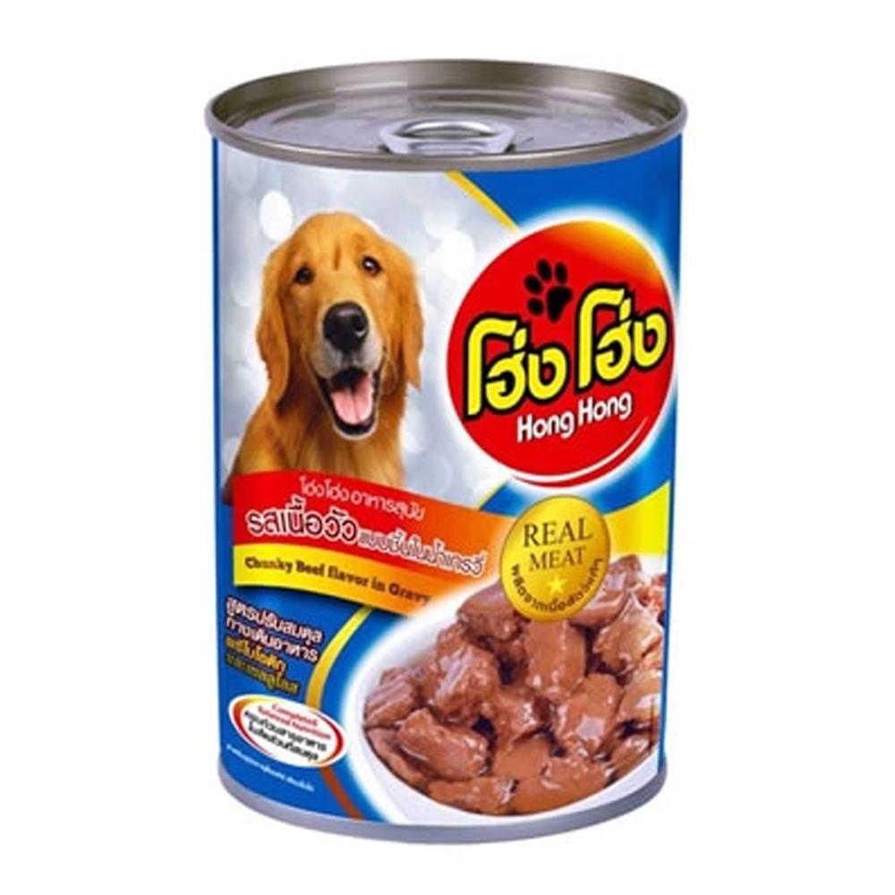 อาหารเปียกสุนัข HONG HONG รสเนื้อวัวแบบชิ้นในเกรวี่ 400 ก.