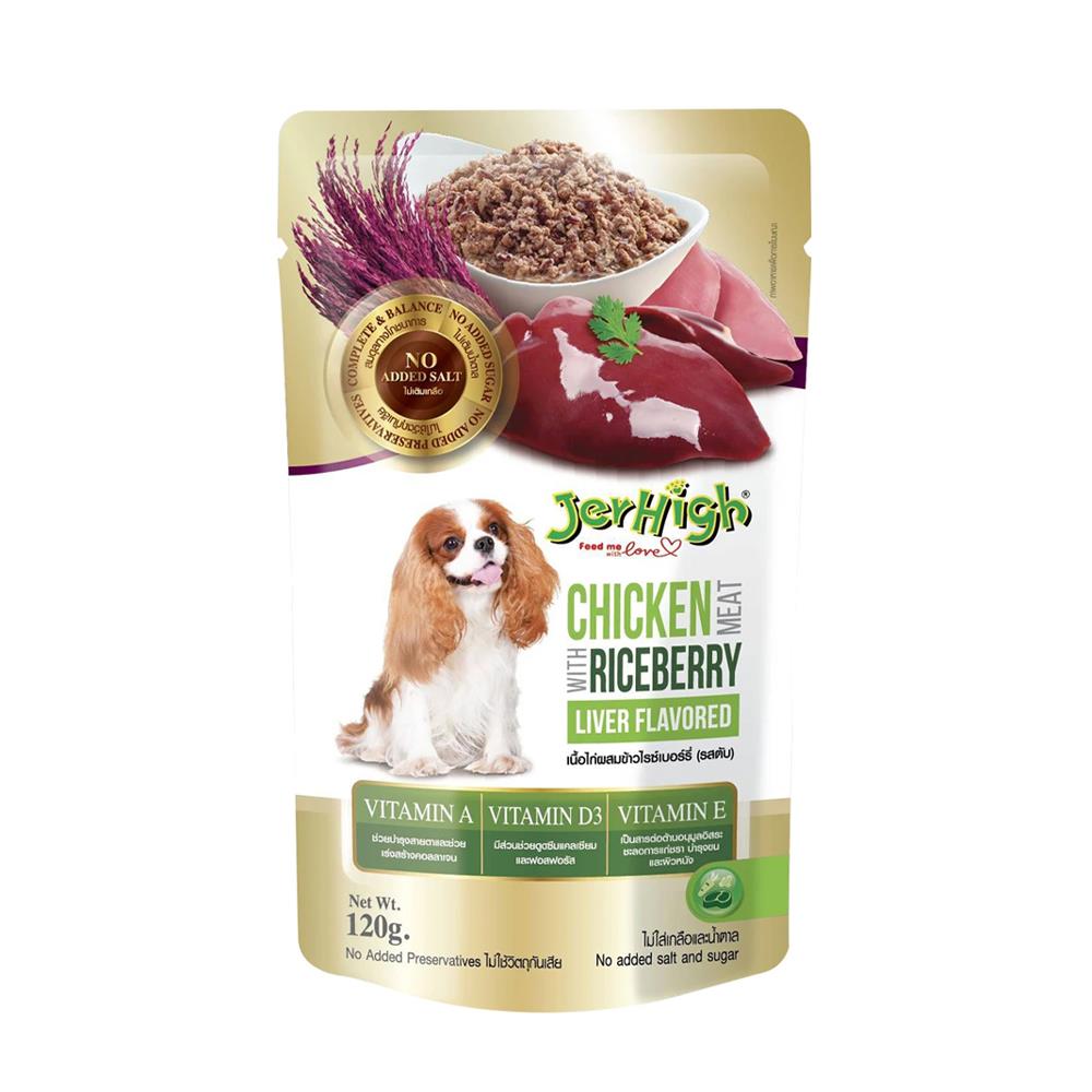 อาหารเปียกสุนัข JERHIGH CHICKEN RICEBERRY LIVER 120 ก.