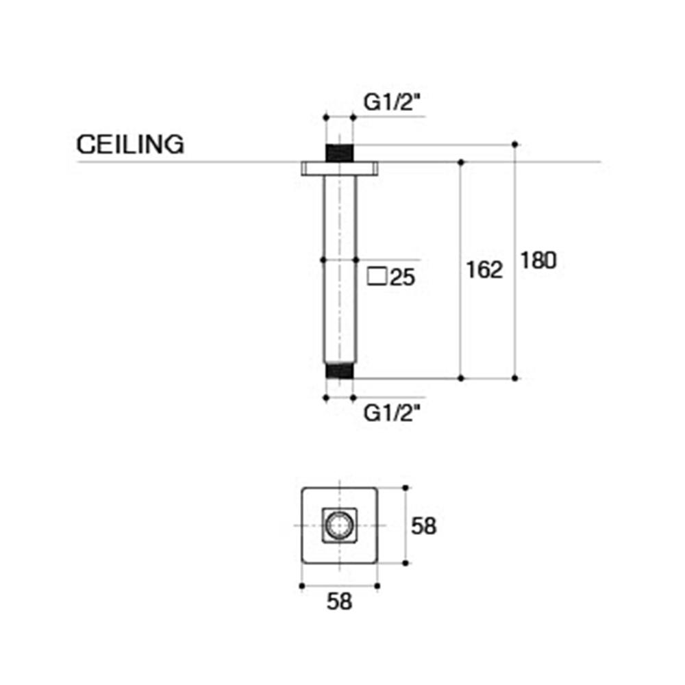 ก้านฝักบัวเหลี่ยมติดเพดาน ENGLEFIELD K-25216X-CP