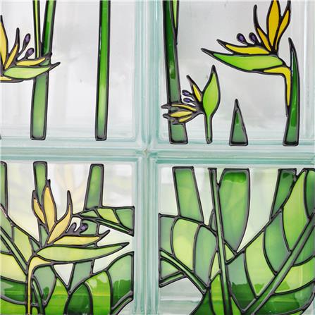 อิฐแก้ว 19x19x8 ซม. ช้างแก้ว ชุดปักษาสวรรค์ สีเขียว_1