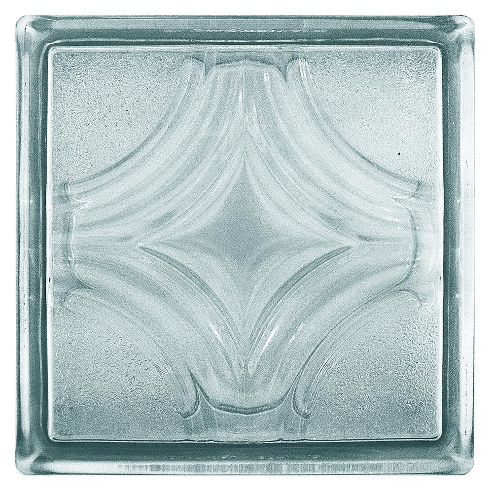 อิฐแก้ว 19x19x8 ซม. ช้างแก้ว จันทร์ล้อมเพชร สีใส