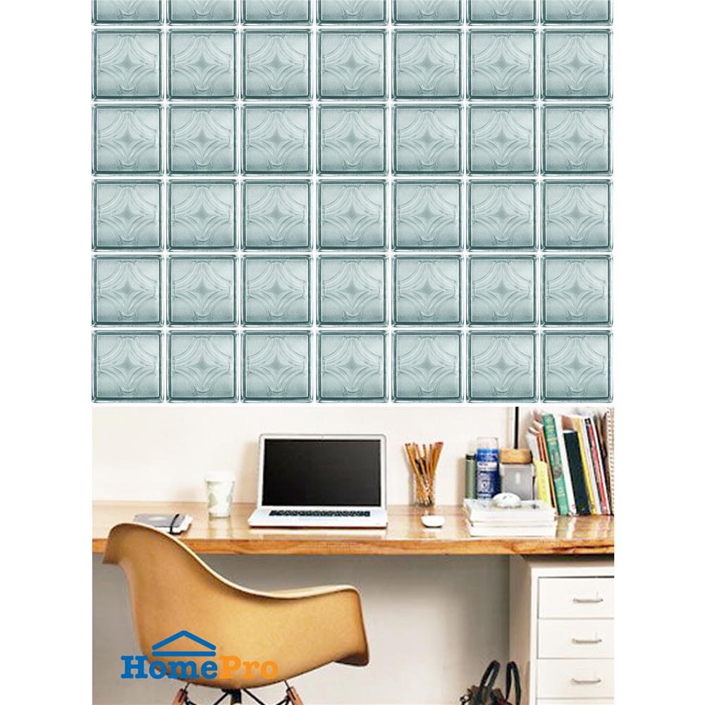 อิฐแก้ว 19x19x8 ซม. ช้างแก้ว จันทร์ล้อมเพชร สีใส