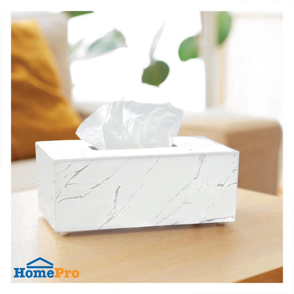กล่องทิชชู่แผ่นยาว DKW MARBLE L สีขาว