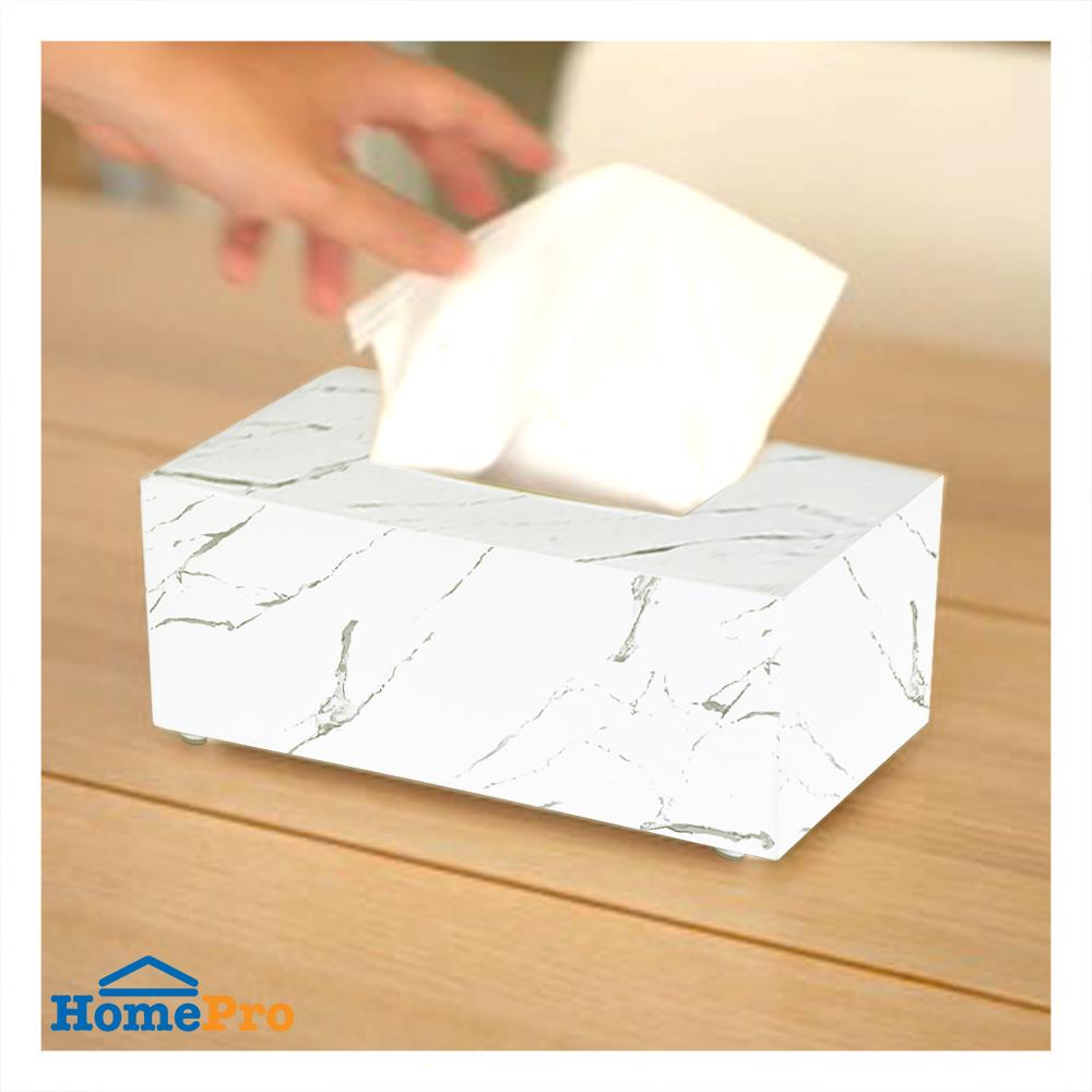 กล่องทิชชู่แผ่นยาว DKW MARBLE L สีขาว
