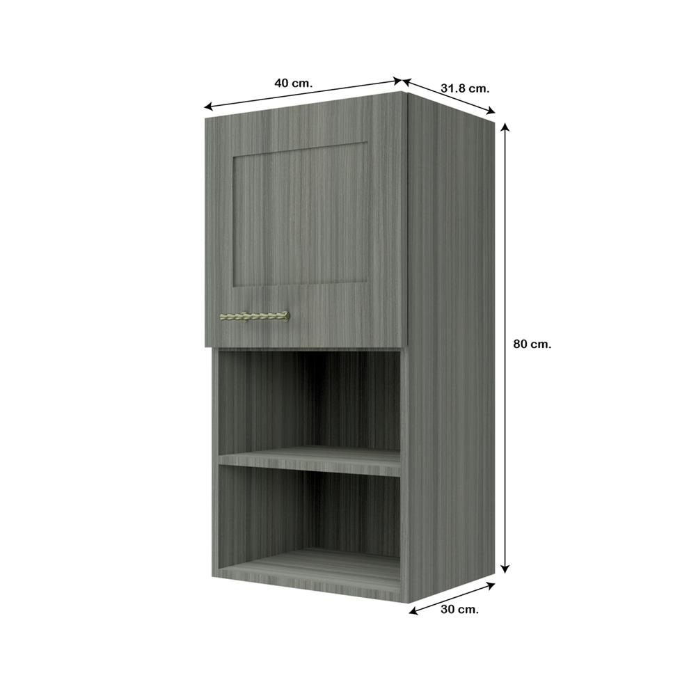 ตู้แขวนเดี่ยวบานเรียบพร้อมชั้น JUPITER GLORY LIGHT 40x80 ซม. สีเทา