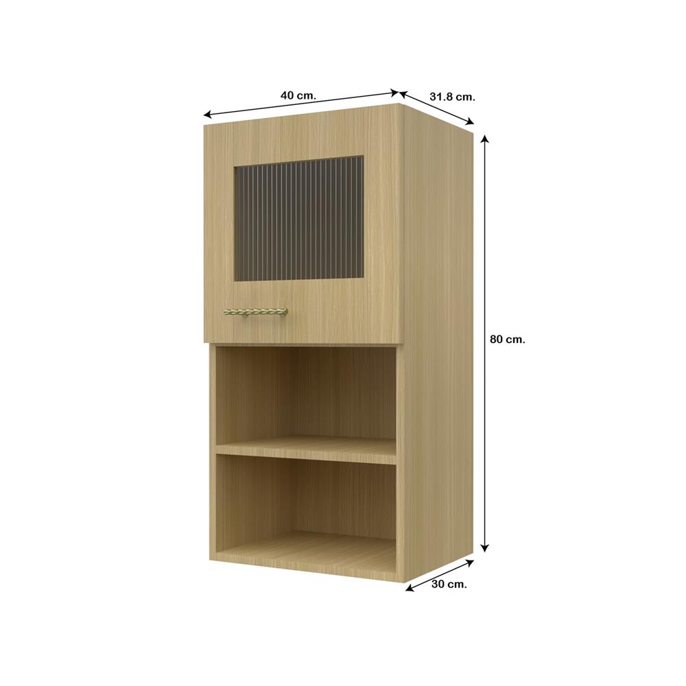 ตู้แขวนเดี่ยวบานกระจกพร้อมชั้น JUPITER MINERVA 40x80 ซม. สีน้ำตาล