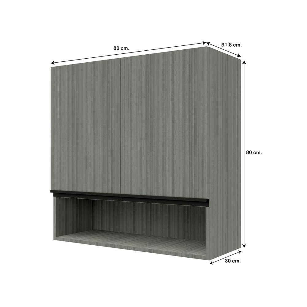 ตู้แขวนคู่บานทึบพร้อมชั้นโล่ง JUPITER SILKY LIGHT 80x80 ซม. สีเทา