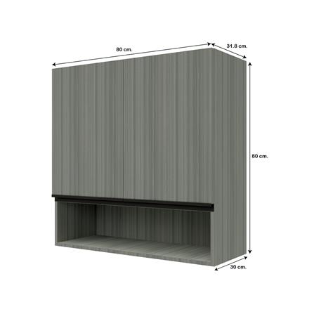 ตู้แขวนคู่บานทึบพร้อมชั้นโล่ง JUPITER SILKY LIGHT 80x80 ซม. สีเทา_4