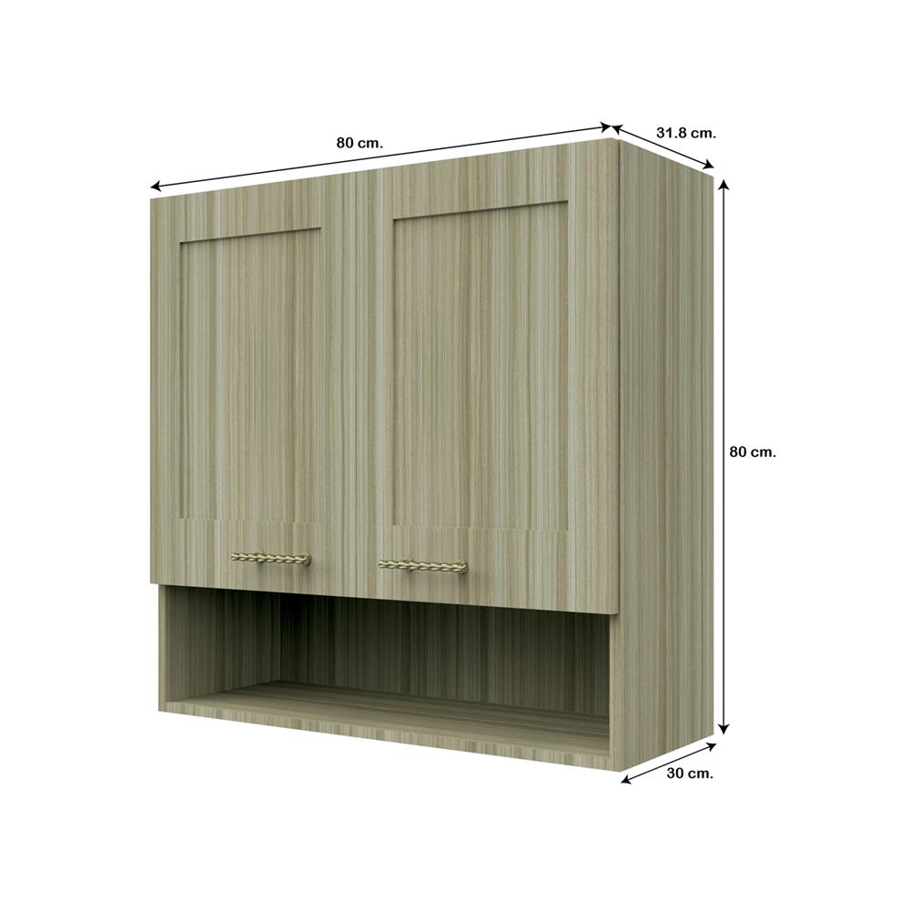 ตู้แขวนคู่บานทึบพร้อมชั้นโล่ง JUPITER GLORY TEAK 80x80 ซม. สีน้ำตาล