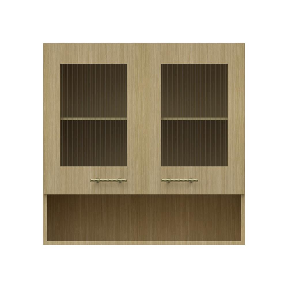 ตู้แขวนคู่บานกระจกพร้อมชั้นโล่ง JUPITER MINERVA 80x80 ซม. สีน้ำตาล