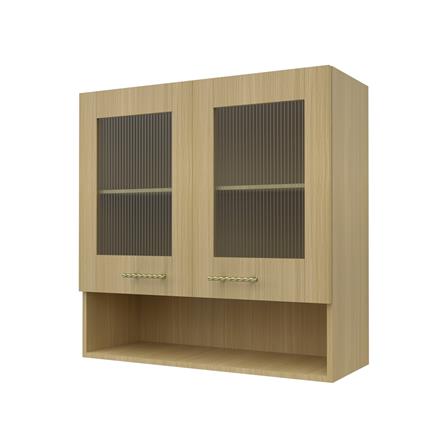 ตู้แขวนคู่บานกระจกพร้อมชั้นโล่ง JUPITER MINERVA 80x80 ซม. สีน้ำตาล