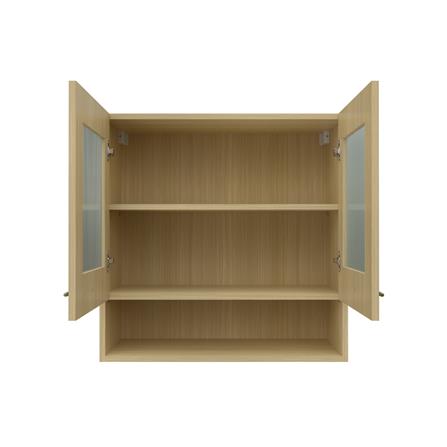 ตู้แขวนคู่บานกระจกพร้อมชั้นโล่ง JUPITER MINERVA 80x80 ซม. สีน้ำตาล_2