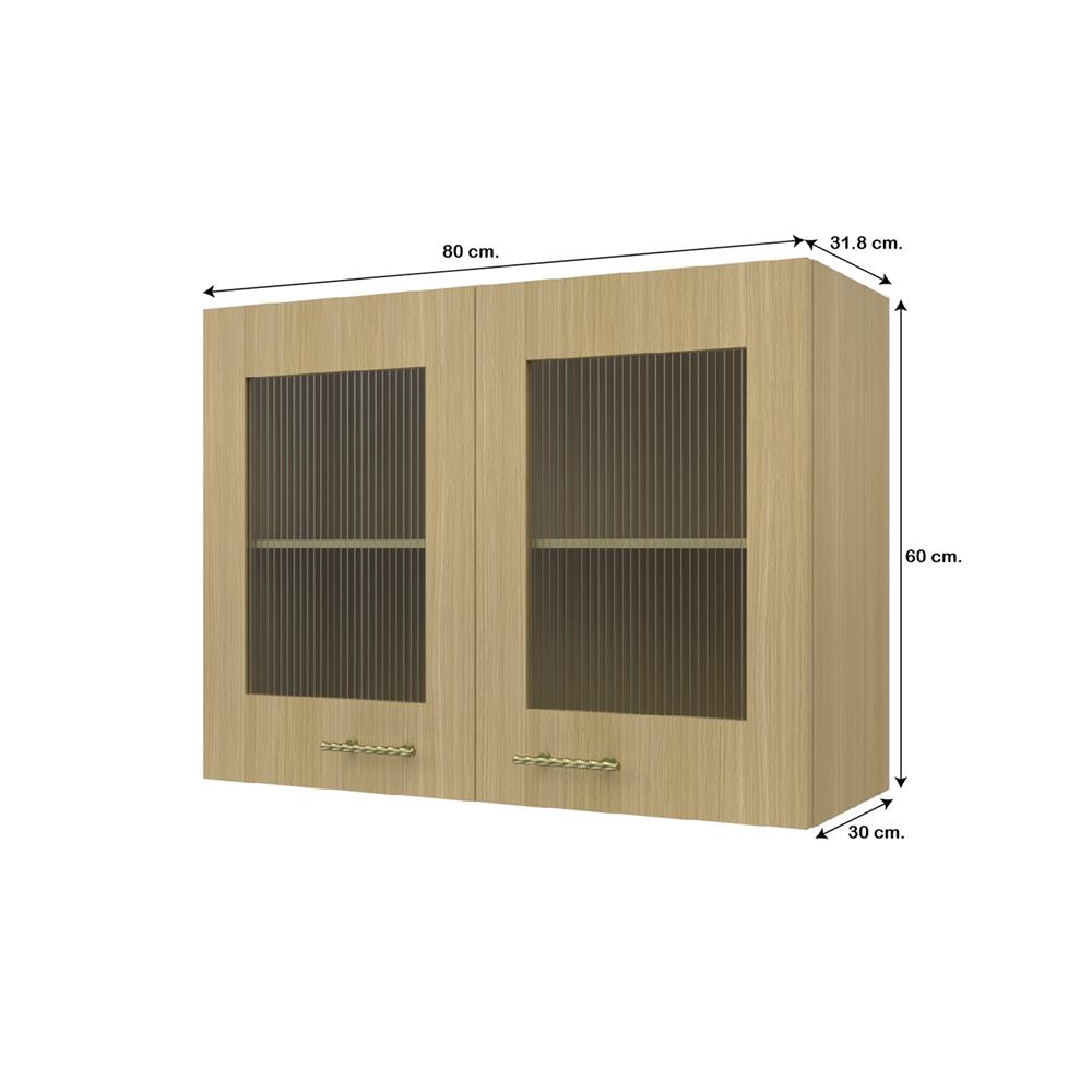 ตู้แขวนคู่บานกระจก JUPITER MINERVA 80x60 ซม. สีน้ำตาล