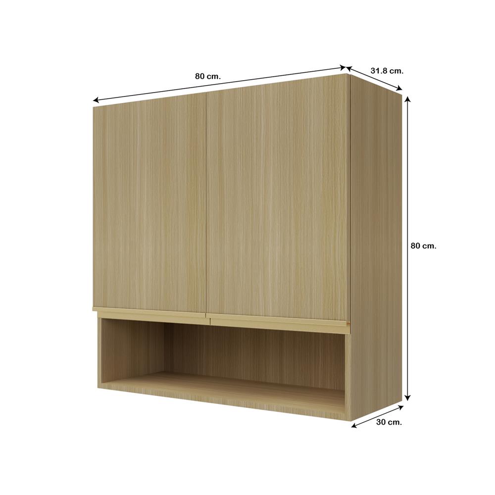 ตู้แขวนคู่บานทึบพร้อมชั้นโล่ง JUPITER SILKY WOODS 80x80 ซม. สีน้ำตาล