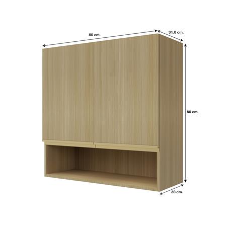 ตู้แขวนคู่บานทึบพร้อมชั้นโล่ง JUPITER SILKY WOODS 80x80 ซม. สีน้ำตาล_4