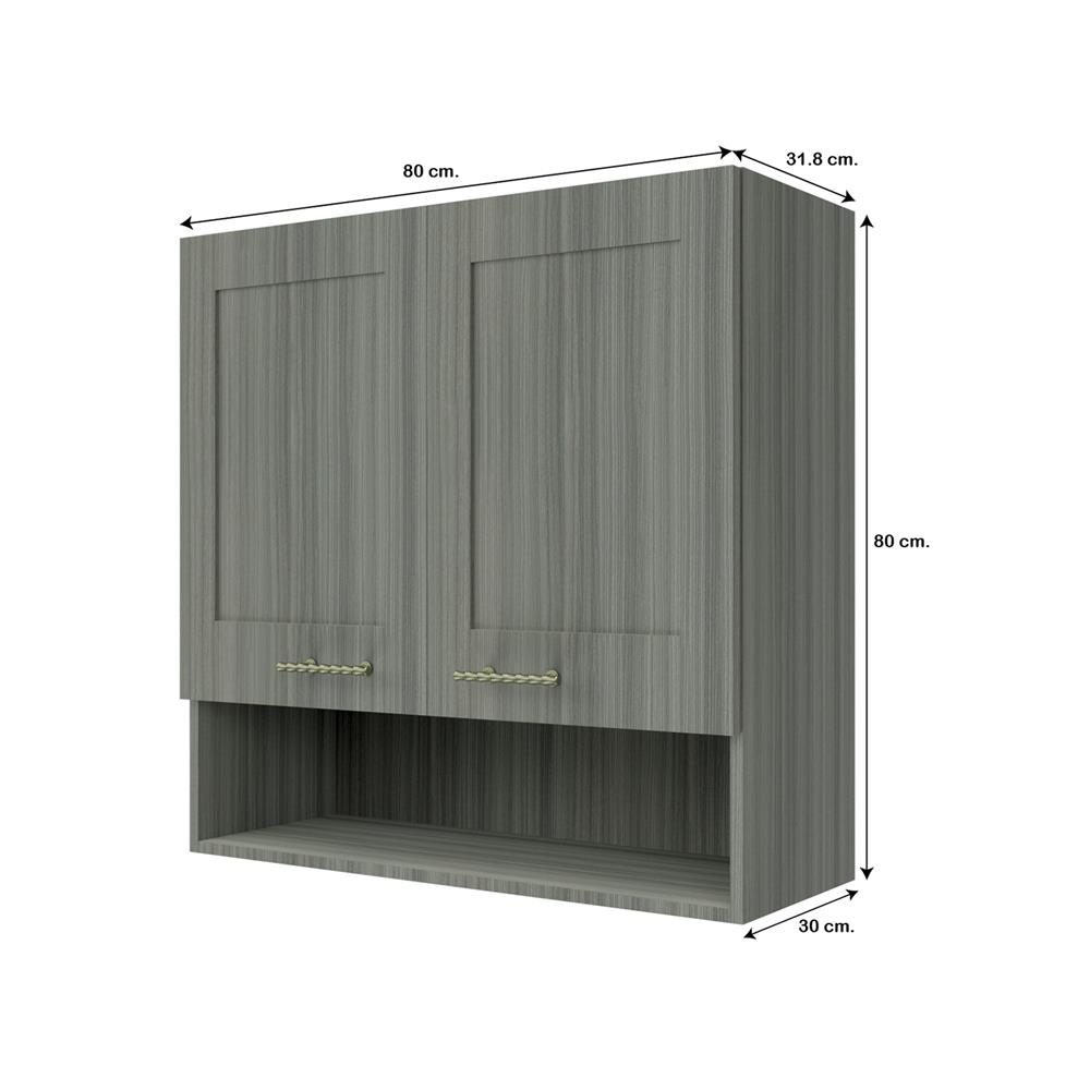 ตู้แขวนคู่บานทึบพร้อมชั้นโล่ง JUPITER GLORY LIGHT 80x80 ซม. สีเทา