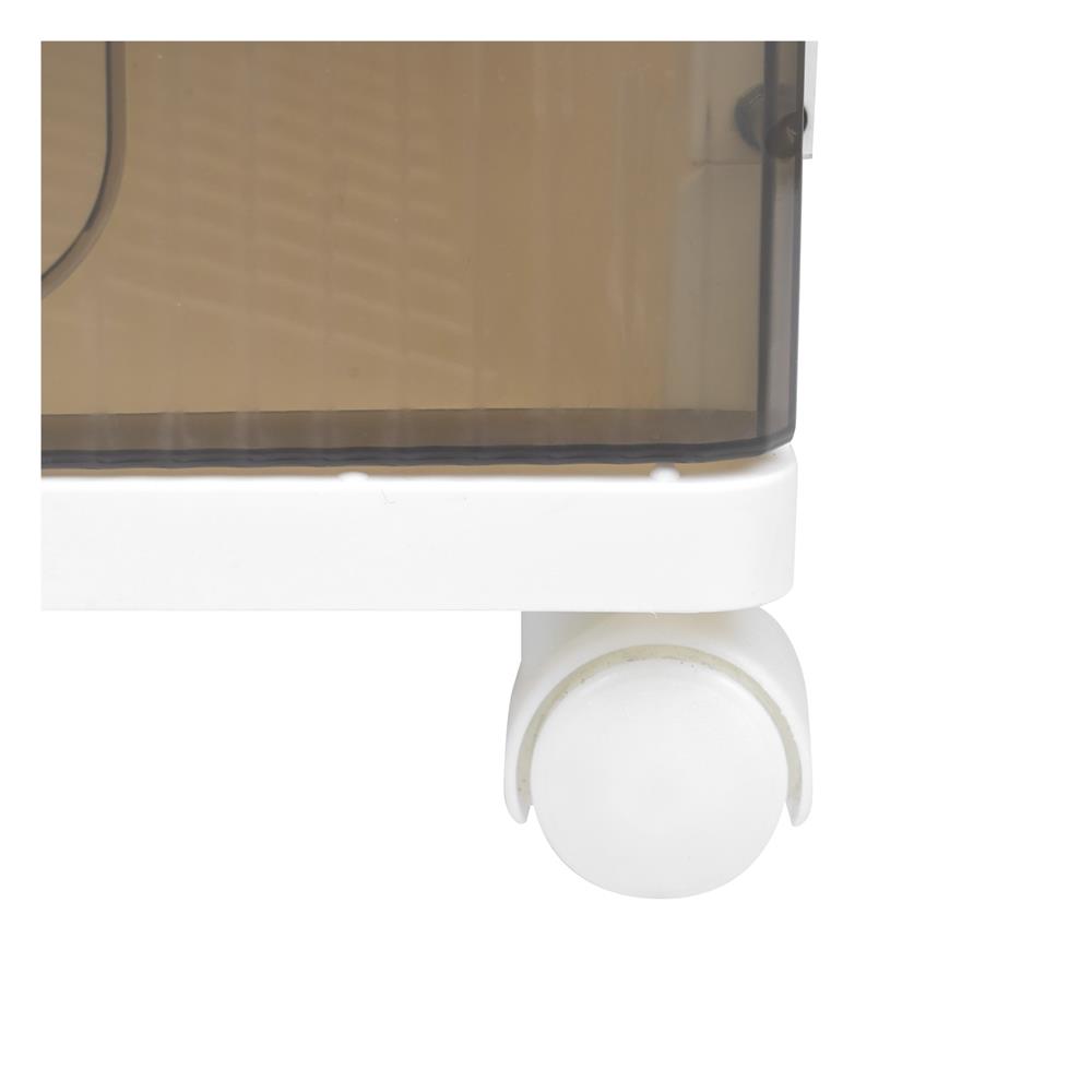 กล่องบานเปิด 2 ชั้น มีล้อ STACKO 40x33.5x71 ซม. สีขาว/น้ำตาล