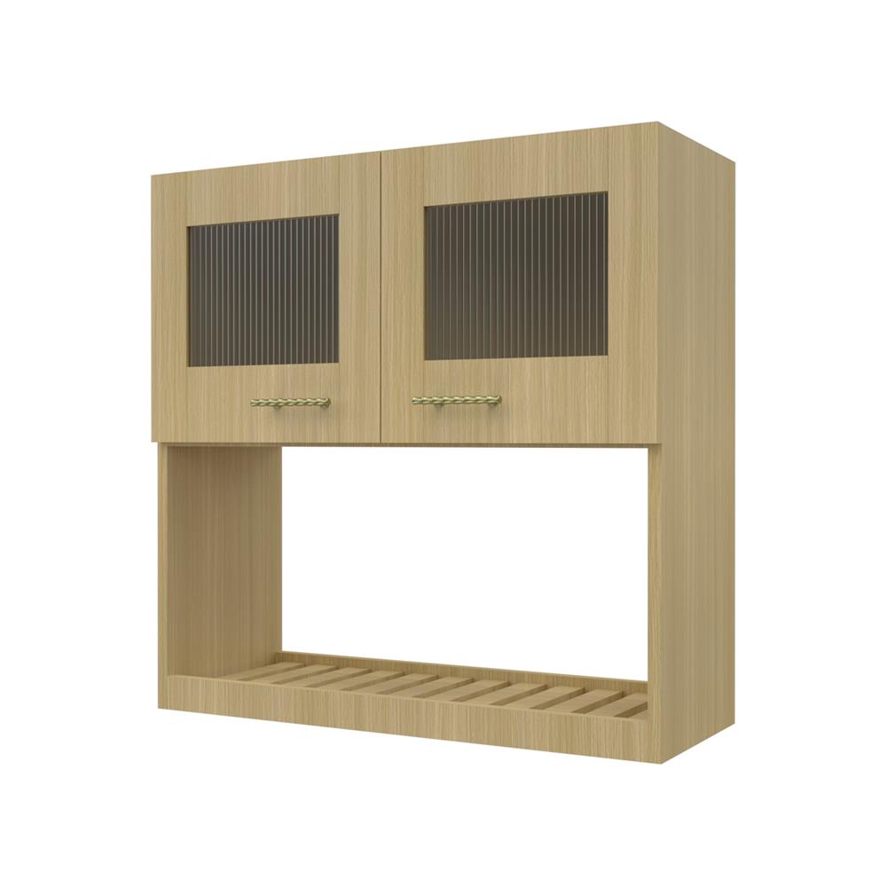 ตู้แขวนคว่ำจานบานกระจก JUPITER MINERVA 80x80 ซม. สีน้ำตาล