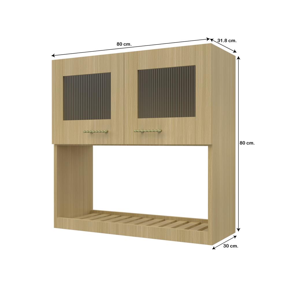 ตู้แขวนคว่ำจานบานกระจก JUPITER MINERVA 80x80 ซม. สีน้ำตาล