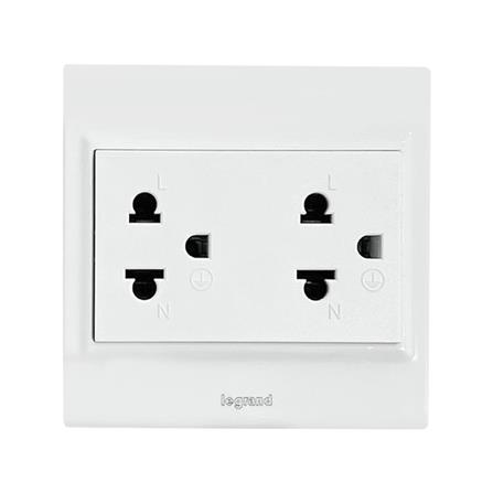 ชุดเต้ารับคู่ 3 ขากลมแบน BTICINO SMR P50404N สีขาว