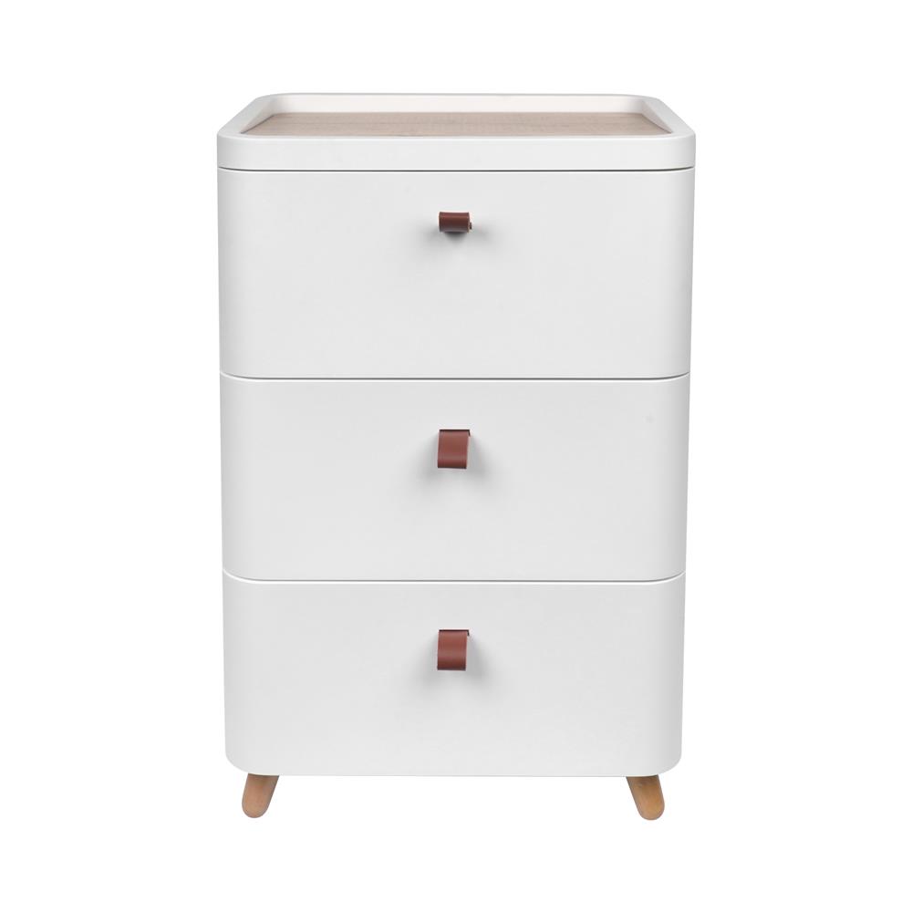 ตู้ลิ้นชัก 3 ชั้น ขาไม้ STACKO JOIN 42x32x64 ซม. สีขาว