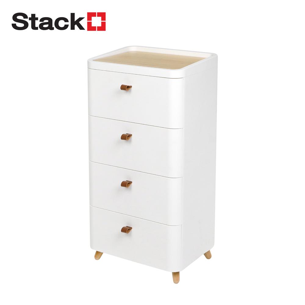 ตู้ลิ้นชัก 4 ชั้น ขาไม้ STACKO JOIN 42x32x81.5 ซม. สีขาว