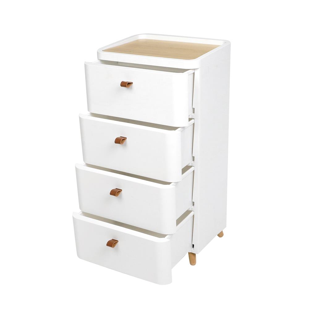 ตู้ลิ้นชัก 4 ชั้น ขาไม้ STACKO JOIN 42x32x81.5 ซม. สีขาว