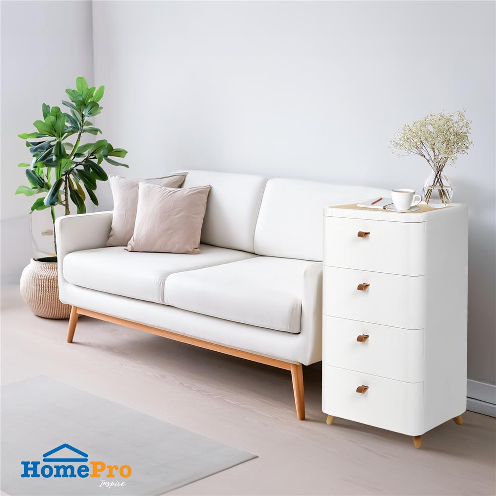 ตู้ลิ้นชัก 4 ชั้น ขาไม้ STACKO JOIN 42x32x81.5 ซม. สีขาว