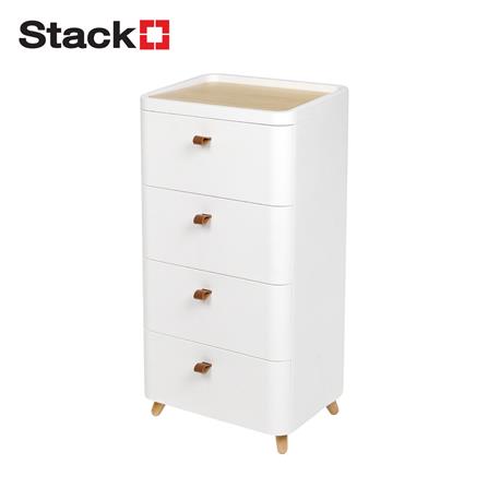 ตู้ลิ้นชัก 4 ชั้น ขาไม้ STACKO JOIN 42x32x81.5 ซม. สีขาว_0