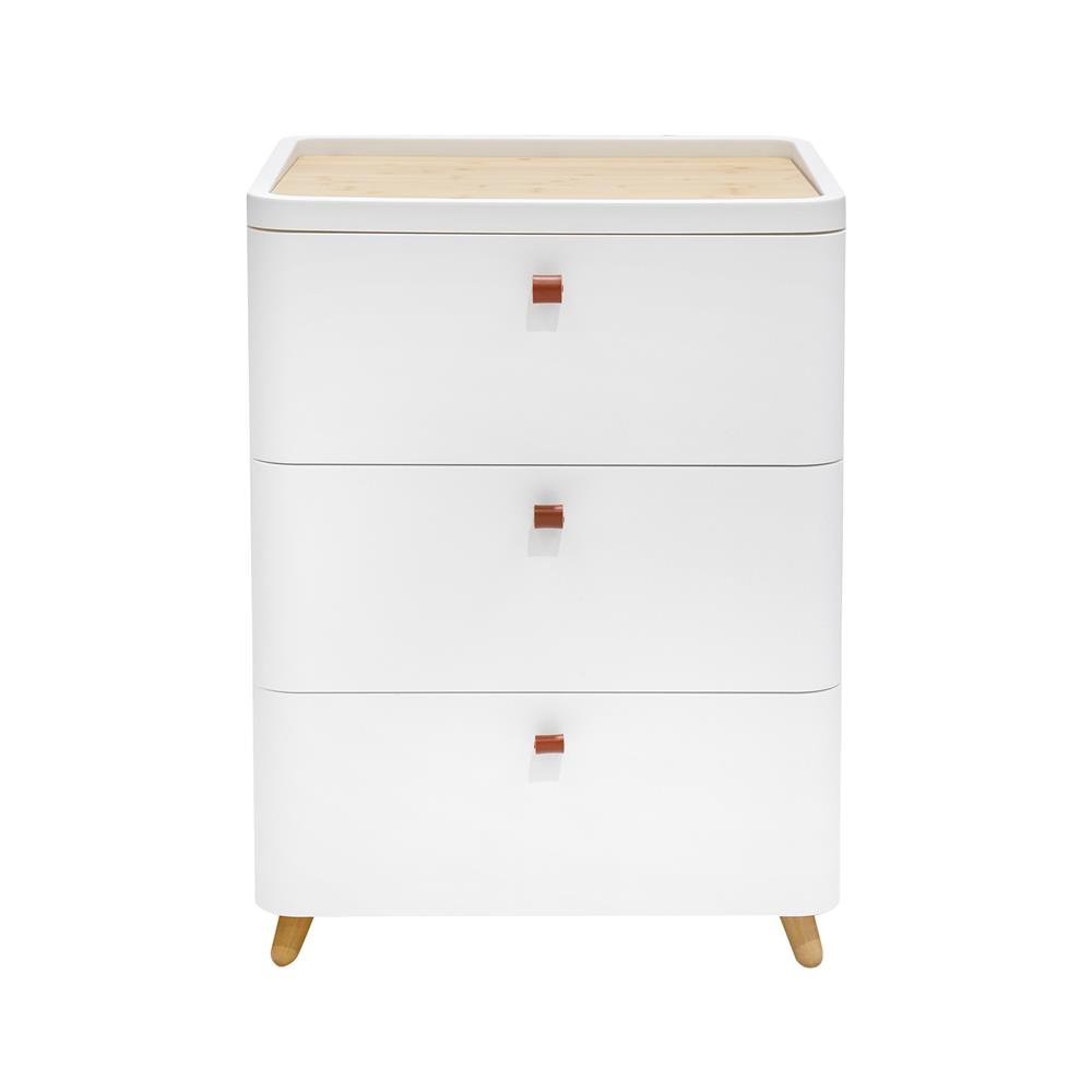 ตู้ลิ้นชัก 3 ชั้น ขาไม้ STACKO JOIN 52x40x70.5 ซม. สีขาว