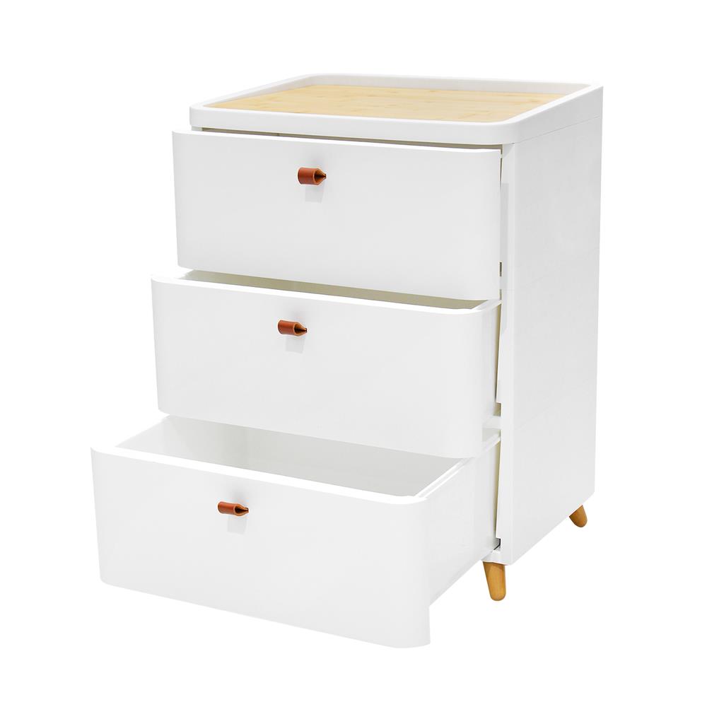 ตู้ลิ้นชัก 3 ชั้น ขาไม้ STACKO JOIN 52x40x70.5 ซม. สีขาว