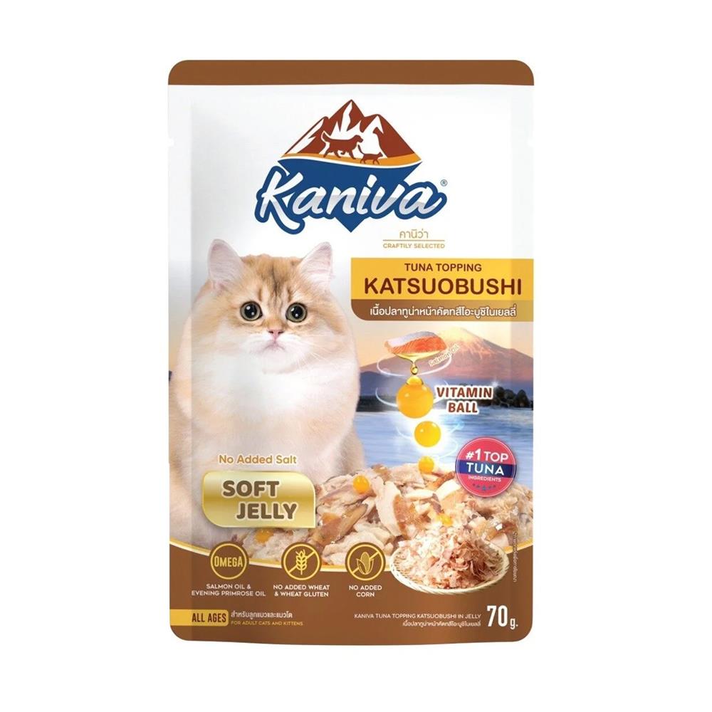 อาหารเปียกแมว KANIVA TUNA TOPPING KATSUOBUSHI 70 ก.
