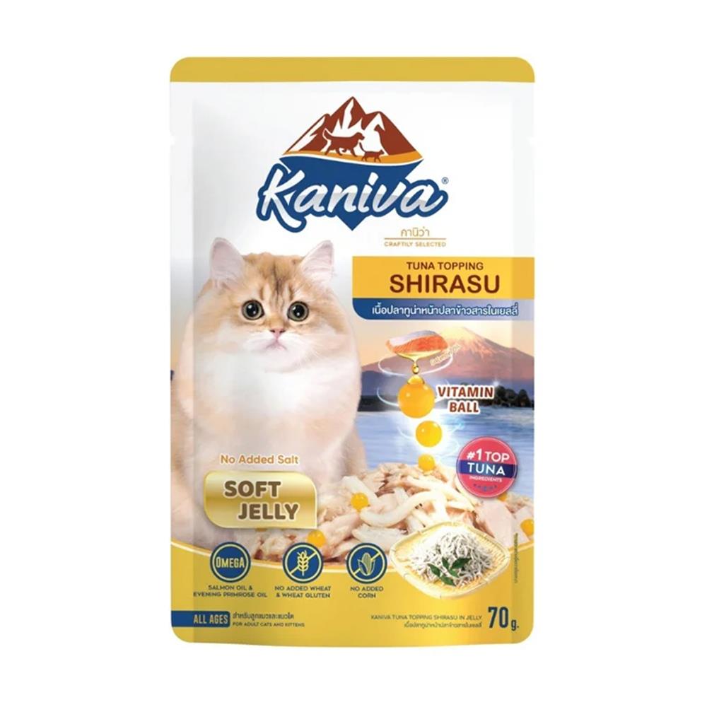 อาหารเปียกแมว KANIVA TUNA TOPPING SHIRASU POUCH 70 กรัม