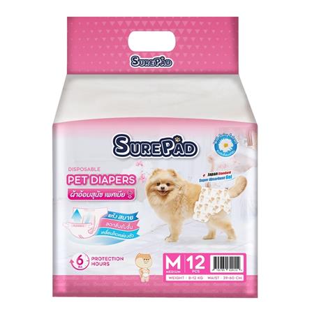 ผ้าอ้อมสุนัข SUREPAD พันธุ์กลาง ไซซ์ M 12 ชิ้น_0