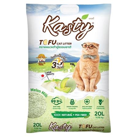 ทรายแมวเต้าหู้ KASTY TOFU CAT LITTER กลิ่นนมเมล่อน 20 ลิตร_0
