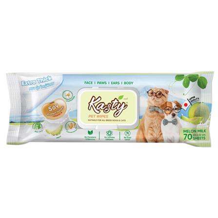 ผ้าเช็ดทำความสะอาดสัตว์เลี้ยง KASTY กลิ่น MELON MILK 70 แผ่น_0