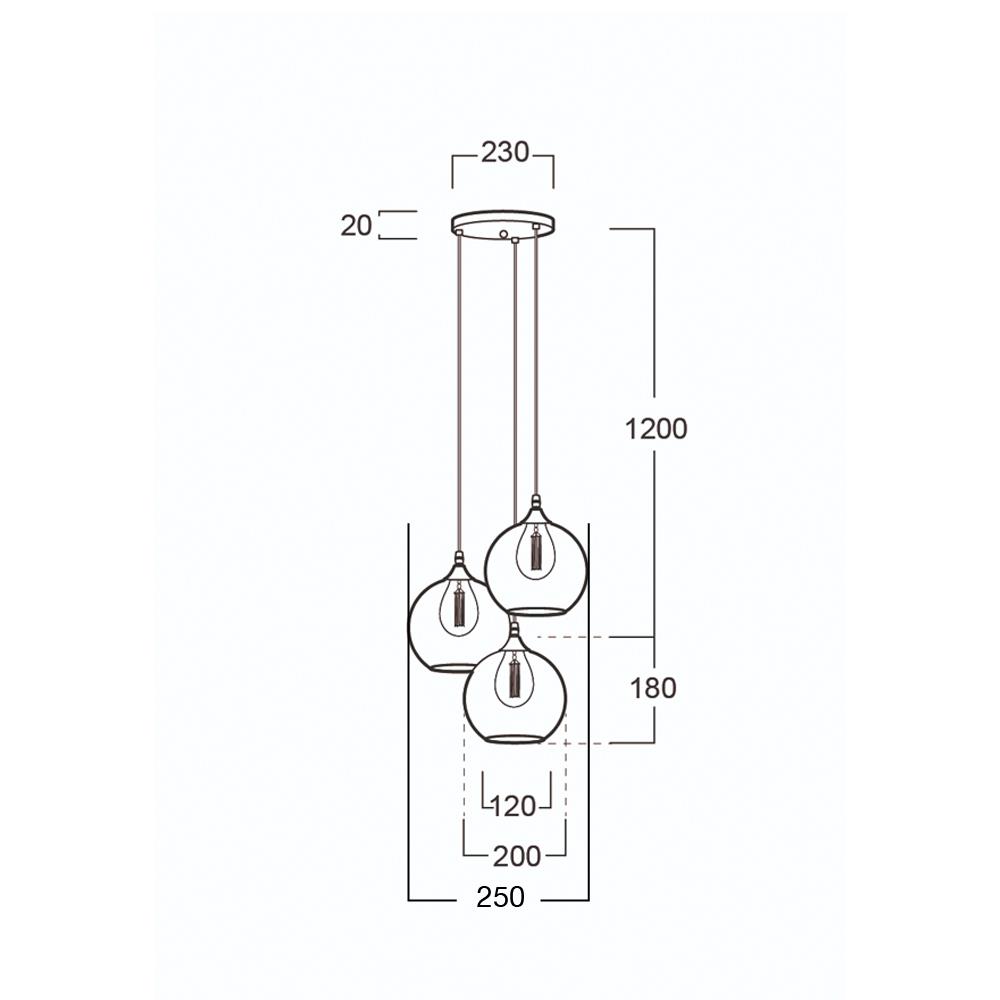 ไฟช่อ LUMAX 01-02892 สีดำ/ทอง/โรสโกลด์ 3 หัว